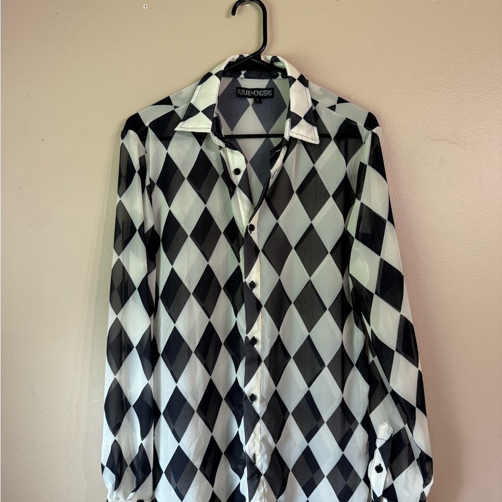 Future Monsters Harlequin Chiffon Button Up